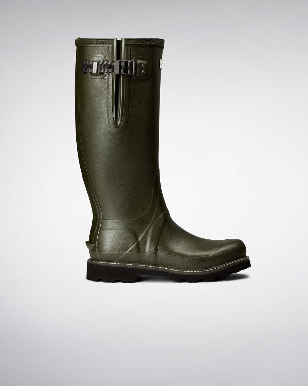 Botas De Lluvia Hombre - Hunter Balmoral Side Adjustable Verde Oscuro Oliva - ZNSBYR-247 - Verde Osc